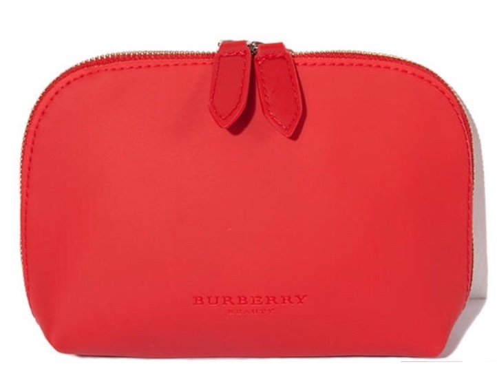Burberry Beauty Red Cosmetic Pouch กระเป๋าเครื่องสำอางหนังสีแดง