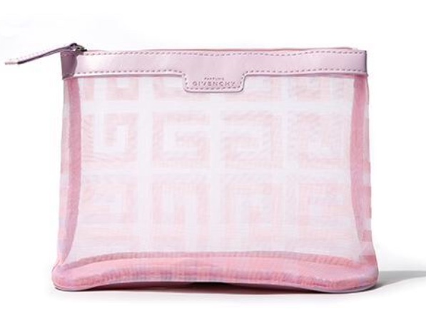 Givenchy Pink Nylon Cosmetic Pouch  กระเป๋าเครื่องสำอางผ้าไนล่อนแบบโปร่งสีชมพู