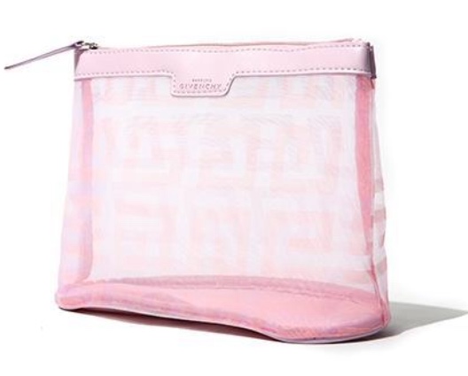 Givenchy Pink Nylon Cosmetic Pouch  กระเป๋าเครื่องสำอางผ้าไนล่อนแบบโปร่งสีชมพู 1