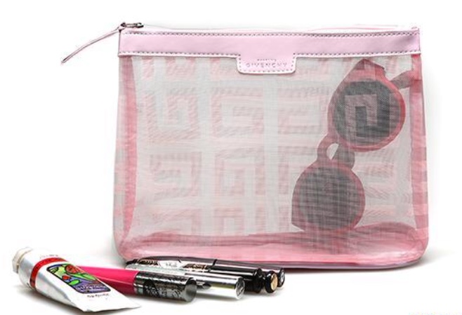 Givenchy Pink Nylon Cosmetic Pouch  กระเป๋าเครื่องสำอางผ้าไนล่อนแบบโปร่งสีชมพู 4