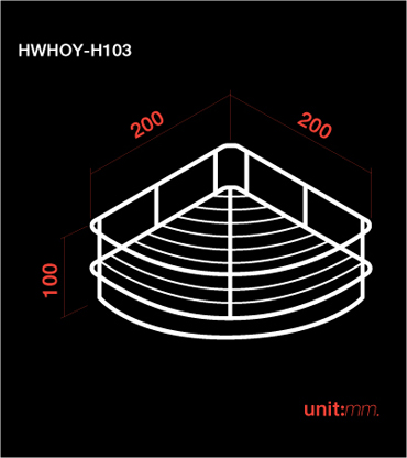 ตะแกรงวางของทรงโค้งเข้ามุม 1 ชั้น ( 200 X 200 ) HWHO-YH103 1