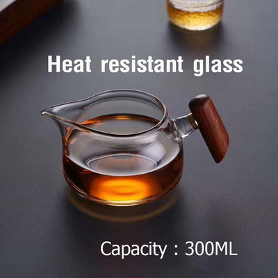 แก้วทนความร้อนด้ามไม้จันทน์ แก้วชงชา แก้วดริป สไตล์ญี่ปุ่น 300 ml. 1610-675-2