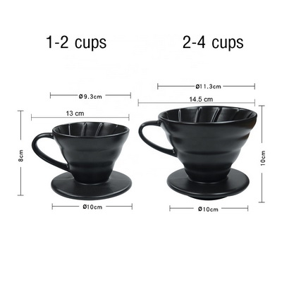 ถ้วยดริปกรองกาแฟเซรามิก ทรงกรวย รูเดี่ยว 1-2 ถ้วย (101V) สีดำ 1610-661-C01 1
