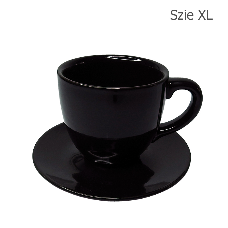 ถ้วยกาแฟ 330 CC. (Size XL) ถ้วยกาแฟลาย Glossy Black พร้อมจานรอง 1618-066