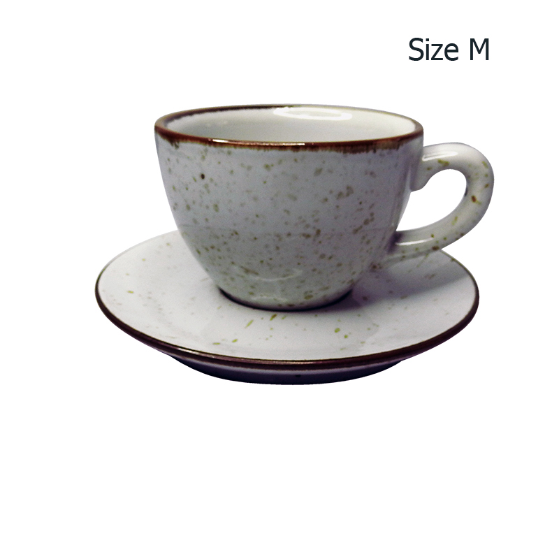 ถ้วยกาแฟ 150 CC. (Size M) ถ้วยกาแฟสีขาวลายจุด พร้อมจานรอง 1618-059