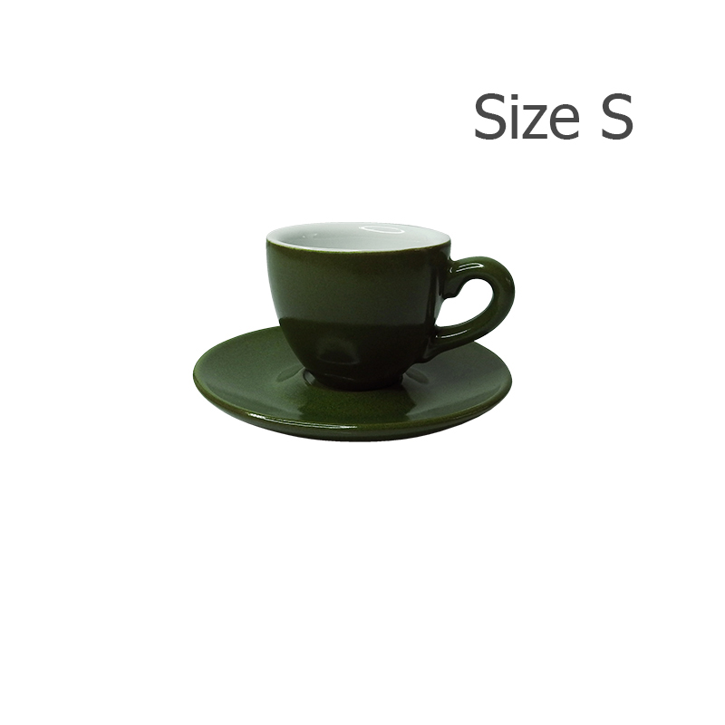 ถ้วยเอสเปรสโซ่ 70 CC. (Size S) ถ้วยกาแฟสีเขียวใบไม้  พร้อมจานรอง 1618-056