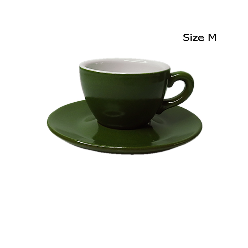 ถ้วยกาแฟ 150 CC. (Size M) ถ้วยกาแฟสีเขียวใบไม้ พร้อมจานรอง 1618-060