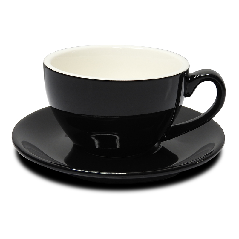 ถ้วยคาปูซิโน่ 200 ML. (Size L) ถ้วยกาแฟดำ-ขาวข้างใน พร้อมจานรอง 1618-070