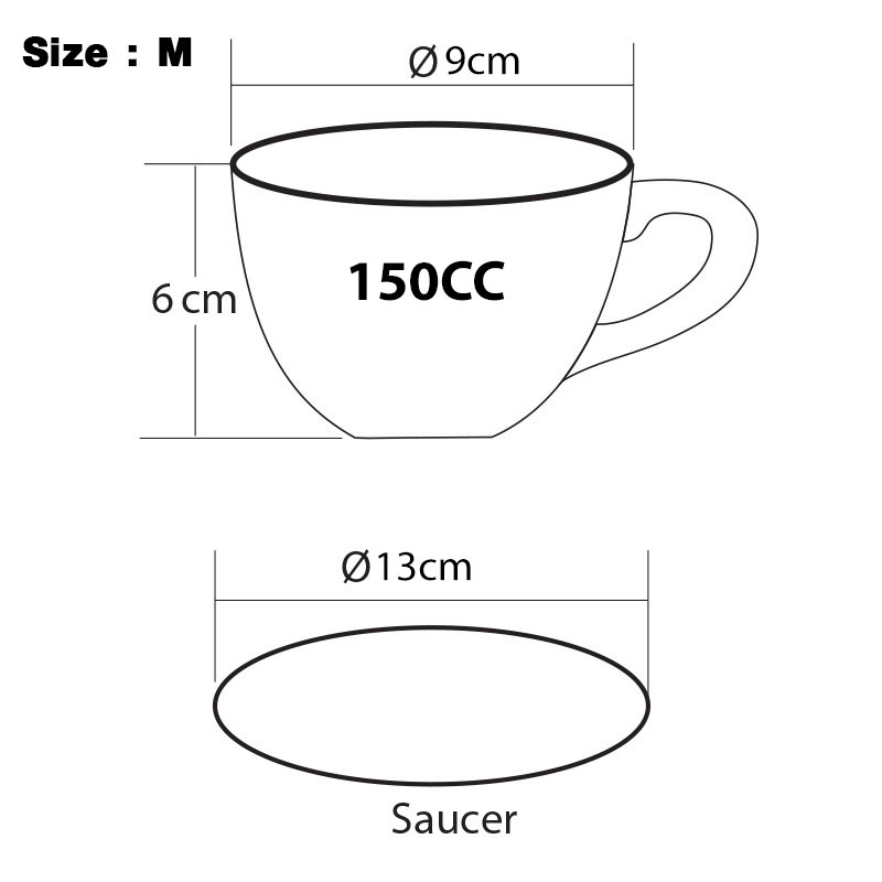 ถ้วยกาแฟ 150 CC. (Size M) ถ้วยกาแฟสีเขียวใบไม้ พร้อมจานรอง 1618-060 1