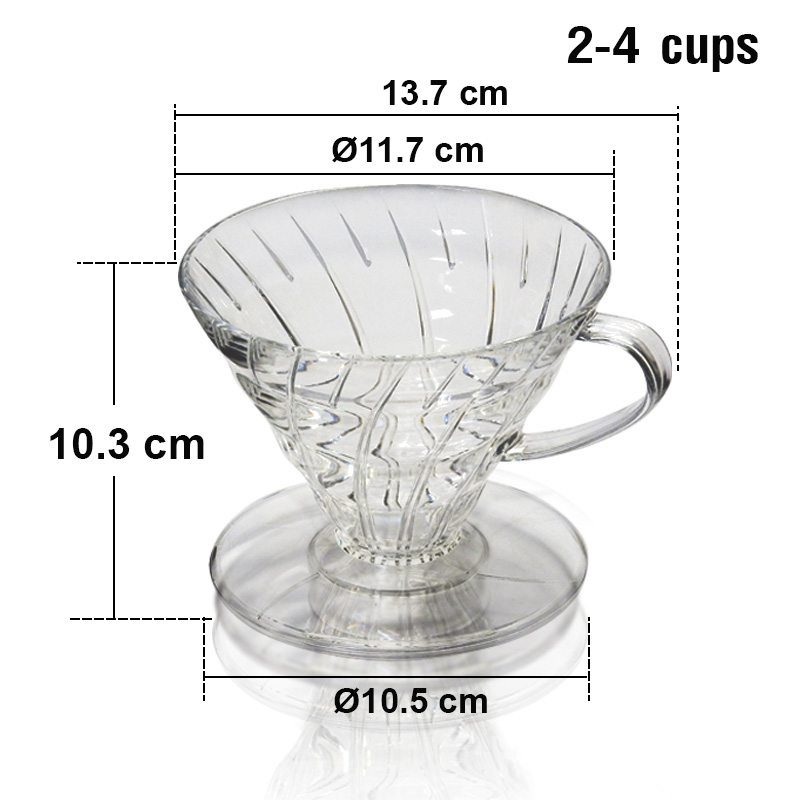 ถ้วยกรองกาแฟ AS V60 ดริปเปอร์ ทรงกรวย รูเดี่ยว 2-4 คัพ 1610-697 2