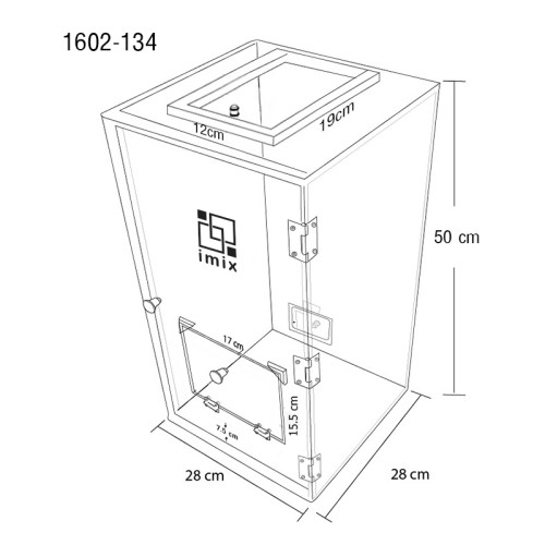กล่องเก็บเสียง IMIX ฝาเปิดด้านบน-ฝาสไลด์เปิด 28x28x50 cm. 1602-134 8