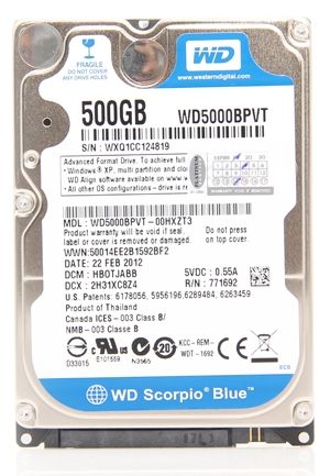 500 GB. (NB-SATA-II) Western WD5000BPVT