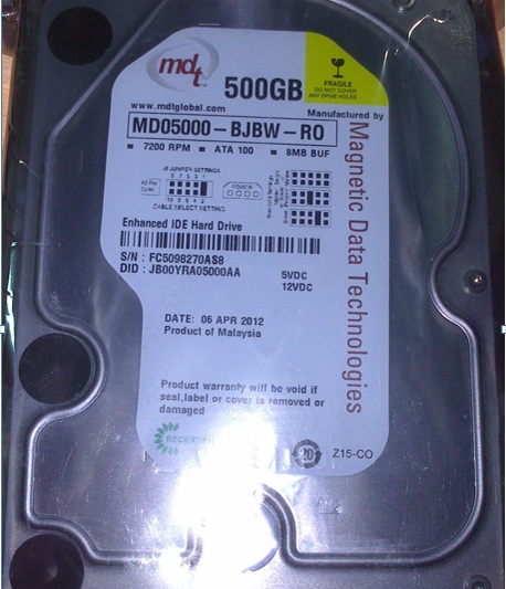 New Hard Disk MDT 500GB ATA-100 3.5 IDE 7200 RPM