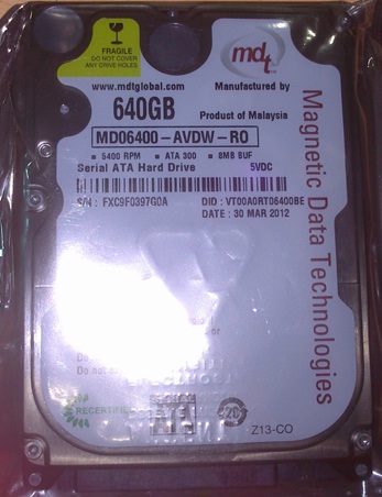 New MDT 640GB  2.5 SATA 5400 RPM 8MB.