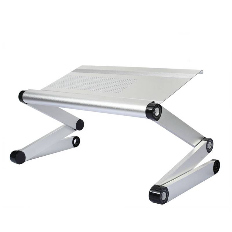 laptop desk โต๊ะวางคอม โน๊ตบุค แบบพกพา ปรับระดับได้หลายแบบ สะดวก วัสดุดี น้ำหนักเบา สีเงิน