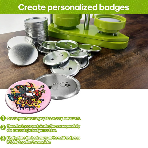 วัสดุ อะไหล่ ทำเข็มกลัดทรงกลม 58mm DIY แป้นพลาสติกขาว 1 แพค มี 100 ชุด 3