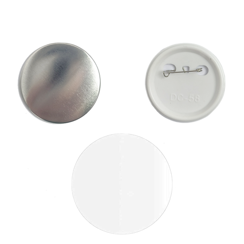 วัสดุ อะไหล่ ทำเข็มกลัดทรงกลม 58mm DIY แป้นพลาสติกขาว 1 แพค มี 100 ชุด