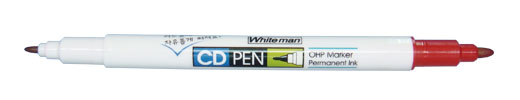 ปากกาเขียนซีดี2หัว Whiteman :TWCDP-600 สีแดง