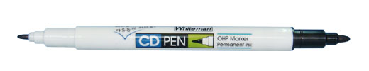 ปากกาเขียนซีดี2หัว Whiteman :TWCDP-600 สีดำ