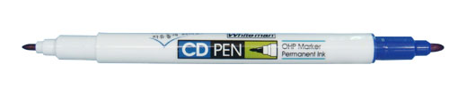 ปากกาเขียนซีดี2หัว Whiteman :TWCDP-600 สีน้ำเงิน