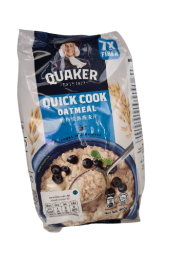 เควกเกอร์ ข้าวโอ๊ตสุกเร็ว Quaker Quick Cook Oatmeal(400g)