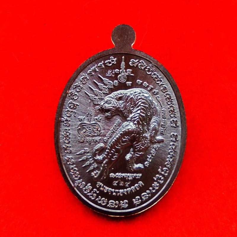 เหรียญหลวงพ่อพัฒน์ วัดห้วยด้วน รุ่นชนะจนเฮงตลอด เสือ 1 เนื้อทองแดงรมดำ หน้ากาก 2K ปี 2563 เลข 424 2