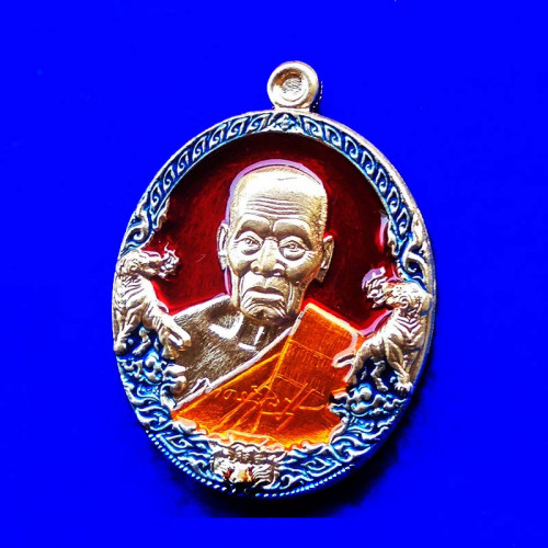 เหรียญรุ่นราชาพยัคฆ์  หลวงพ่อพัฒน์ วัดห้วยด้วน เนื้อทองสัตตะ ลงยา 3 สี ปี 2564 เลข 95709 สวยมาก 1