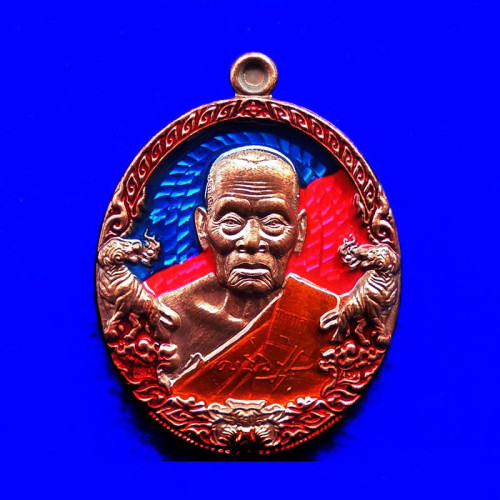 เหรียญรุ่นราชาพยัคฆ์  หลวงพ่อพัฒน์ วัดห้วยด้วน เนื้อนวะ ลงยา 3 สี ปี 2564 เลข 5088 สวยมาก