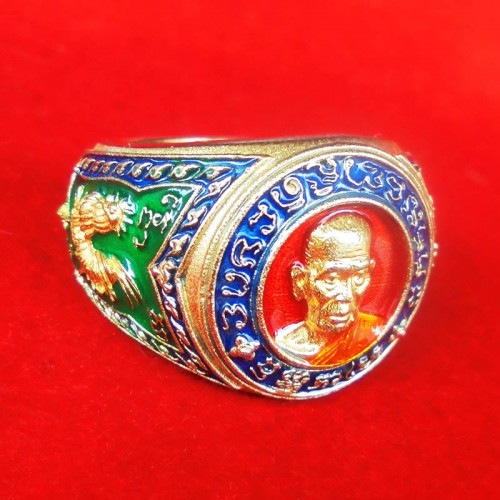 แหวนฟรีไซส์ รุ่นรวยชนะจน แม่นางกวัก หลวงพ่อพัฒน์ วัดห้วยด้วน นครสวรรค์ เนื้อทองทิพย์ลงยา เลข 450 1