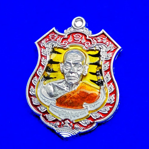 เหรียญรุ่นเจ้าสัว 100 ปี หลวงพ่อพัฒน์ วัดห้วยด้วน เนื้อปีกเครื่องบินลงยาลายเสือ ปี 2564 เลข 24 1