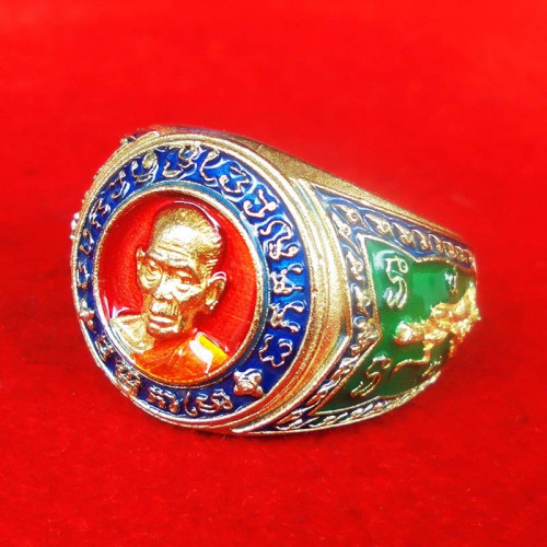 แหวนฟรีไซส์ รุ่นรวยชนะจน แม่นางกวัก หลวงพ่อพัฒน์ วัดห้วยด้วน นครสวรรค์ เนื้อทองทิพย์ลงยา เลข 450 2