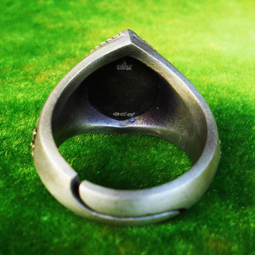 แหวนยักษ์ ท้าวเวสุวรรณ รุ่นแรก สยบไพรี หลวงพ่อพัฒน์ วัดห้วยด้วน เนื้อซาตินลงยา เลข 189 3