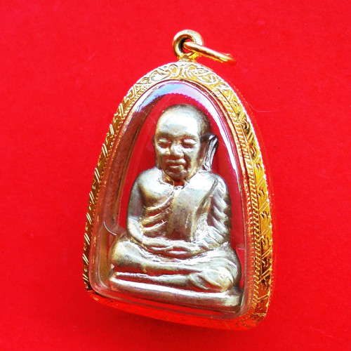 หลวงพ่อเงิน บางคลาน ปี 15 พิมพ์คอแอล รูปเหมือนปั๊ม เนื้ออัลปาก้า กรอบทอง+บัตร