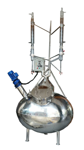 เครื่องกลั่นไม้กฤษณา (ไม้หอม) ระบบมอเตอร์กวนอัตโนมัติ คอนเดนเซอร์แก้ว 2ชุด