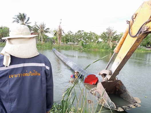งานเจาะวางท่อ HDPE 630 mm.