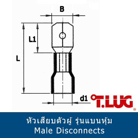 หัวเสียบตัวผู้ รุ่นแบนหุ้ม Male Disconnects T.LUG 1