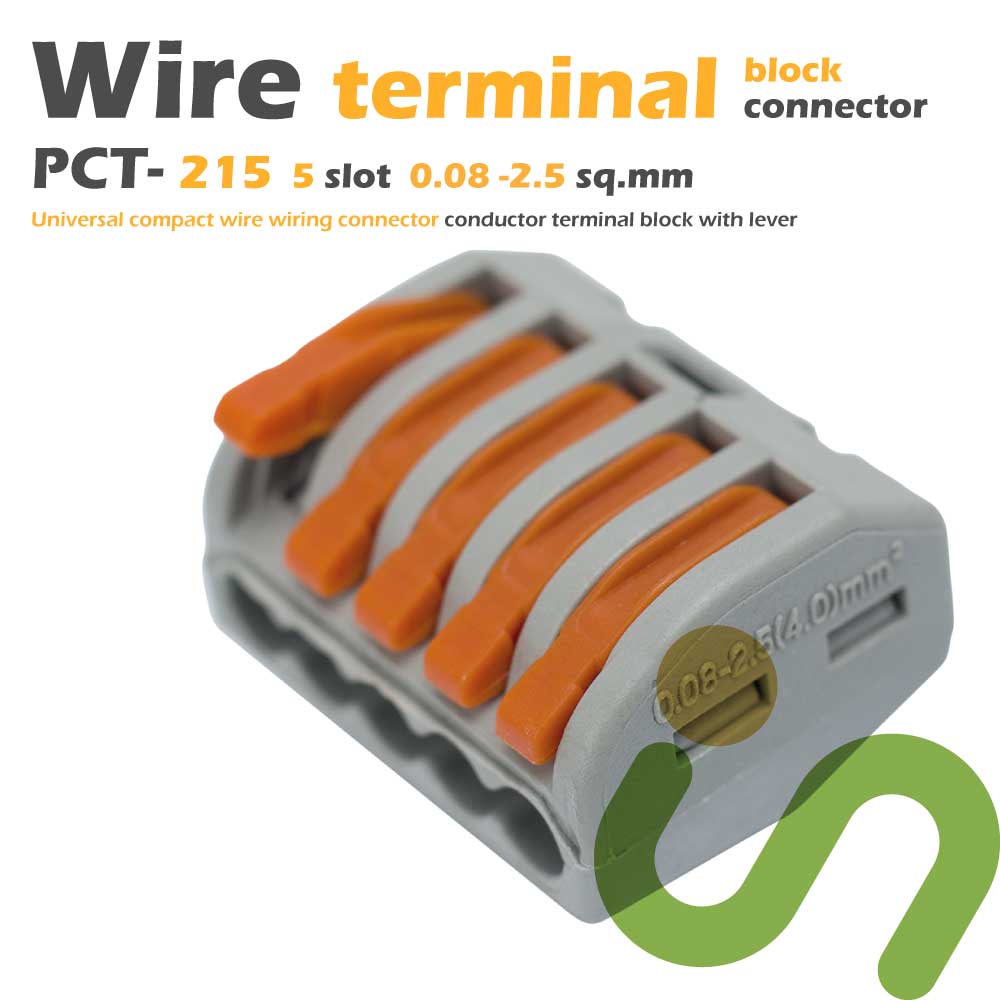ขั้วต่อสายไฟ ขั้วต่อสายคอนโทรล ลูกเต๋าเชื่อมต่อสายไฟ 5 ช่อง OOP 0.08 -2.5 sq.mm PCT-215 5 ชิ้น Wire
