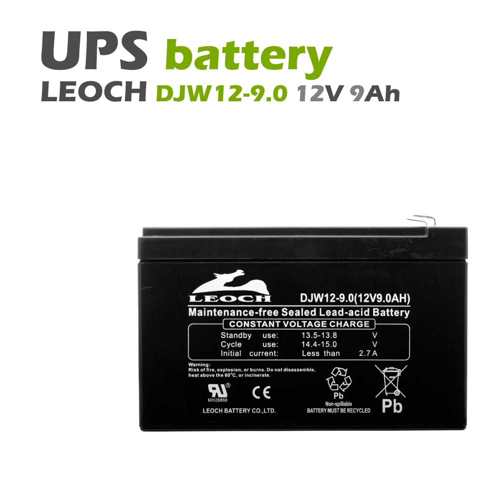 แบตเตอรี่แห้ง 12V 9Ah LEOCH DJW12-9 LP12-9.0 Battery Lead Acid SLA VRLA AGM