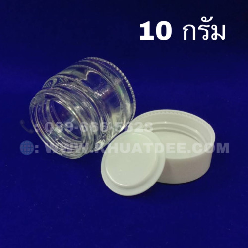 กระปุก 10 กรัม (25ใบ) แก้วกลม ใส แผ่นลอง + ฝาหมุนขาว#31mm  ความสูง:3.1cm 4