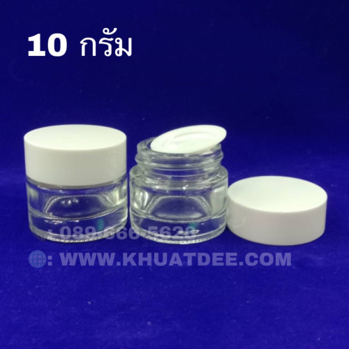 กระปุก 10 กรัม (25ใบ) แก้วกลม ใส แผ่นลอง + ฝาหมุนขาว#31mm  ความสูง:3.1cm 2