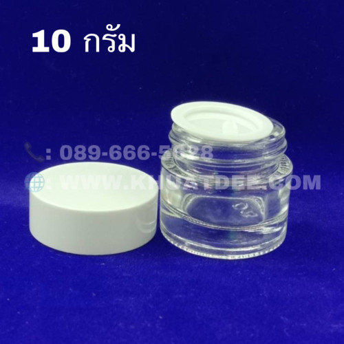กระปุก 10 กรัม (25ใบ) แก้วกลม ใส แผ่นลอง + ฝาหมุนขาว#31mm  ความสูง:3.1cm 3