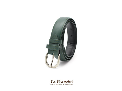 La Franche – FORMAL BELTS  เข็มขัดหนังวัวแท้ สีเขียวดีฟเทล พร้อมหัวเข็มขัด #2W0018