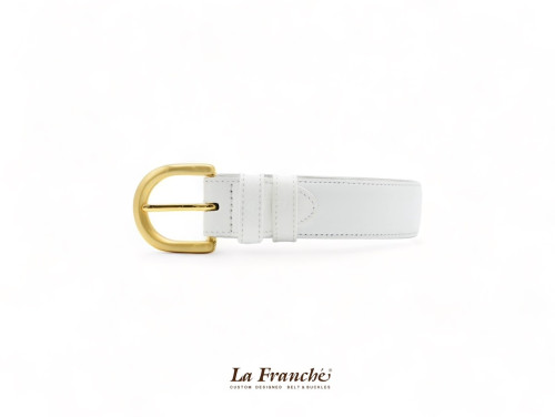 La Franche – FORMAL BELTS  เข็มขัดหนังวัวแท้ สีขาว พร้อมหัวเข็มขัด #2W0015