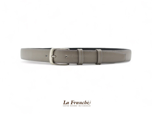 La Franche – FORMAL BELTS  เข็มขัดหนังวัวแท้ สีเทา พร้อมหัวเข็มขัด #2W0016