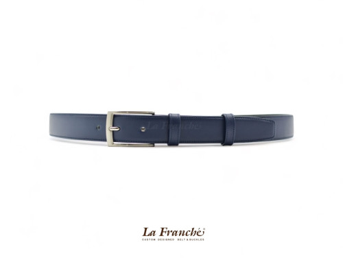 La Franche – FORMAL BELTS  เข็มขัดหนังวัวแท้ สีน้ำเงิน พร้อมหัวเข็มขัด #2W0026