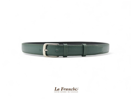 La Franche – FORMAL BELTS  เข็มขัดหนังวัวแท้ สีเขียวดีฟเทล พร้อมหัวเข็มขัด #2W0025