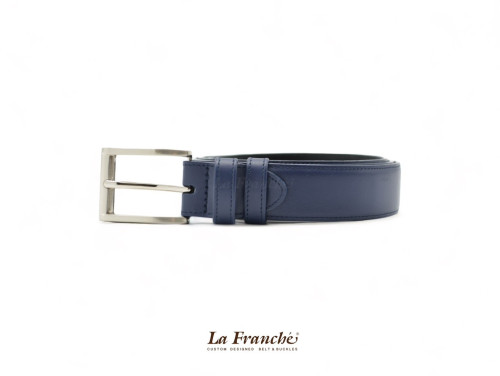 La Franche – FORMAL BELTS  เข็มขัดหนังวัวแท้ สีน้ำเงิน พร้อมหัวเข็มขัด #2W0024