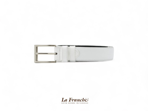 La Franche – FORMAL BELTS  เข็มขัดหนังวัวแท้ สีขาว พร้อมหัวเข็มขัด #2W0029
