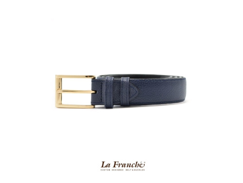 La Franche – FORMAL BELTS  เข็มขัดหนังวัวแท้ สีน้ำเงิน พร้อมหัวเข็มขัด #2W0017