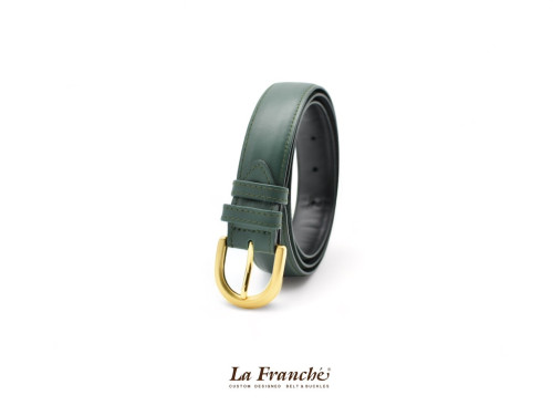 La Franche – FORMAL BELTS  เข็มขัดหนังวัวแท้ สีเขียวดีฟเทล พร้อมหัวเข็มขัด #2W0021